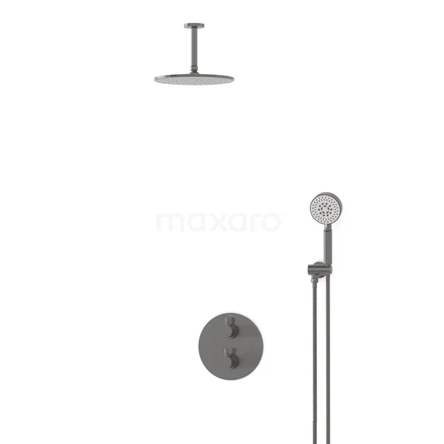 Radius Rain shower Built-in | Black metal 25 cm Rain shower Thermostatic BIM55-00103