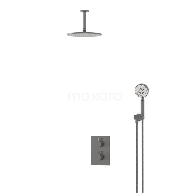 Radius Rain shower Built-in | Black metal 25 cm Rain shower Thermostatic BIM55-00104