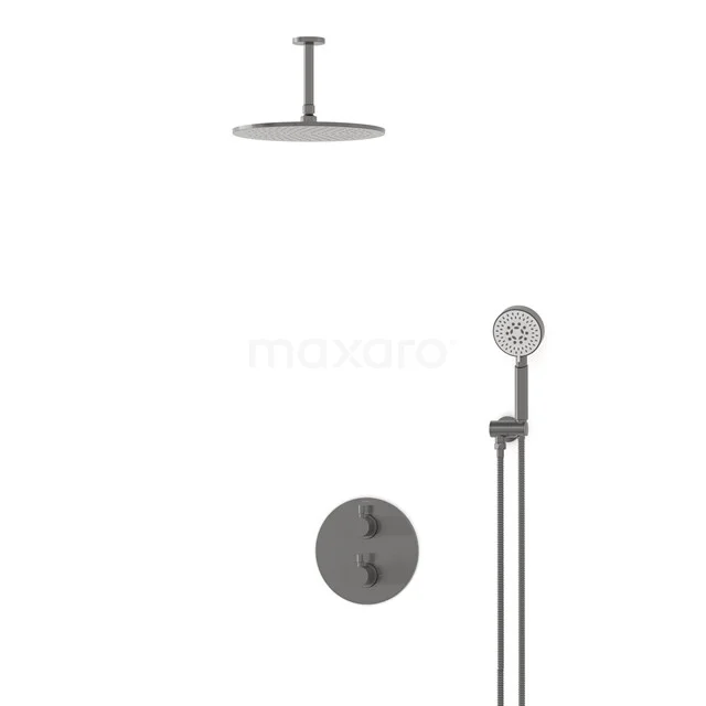 Radius Rain shower Built-in | Black metal 30 cm Rain shower Thermostatic BIM55-00106