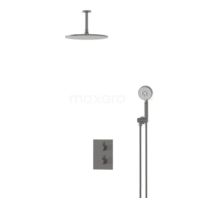 Radius Rain shower Built-in | Black metal 30 cm Rain shower Thermostatic BIM55-00107