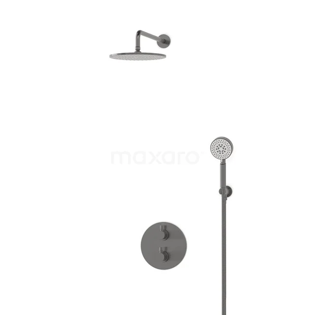 Radius Rain shower Built-in | Black metal 25 cm Rain shower Thermostatic BIM55-00112