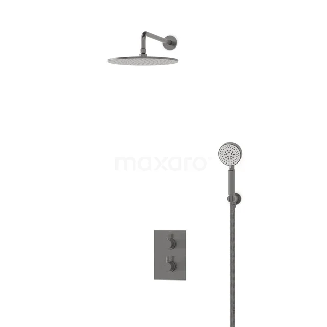 Radius Rain shower Built-in | Black metal 30 cm Rain shower Thermostatic BIM55-00116