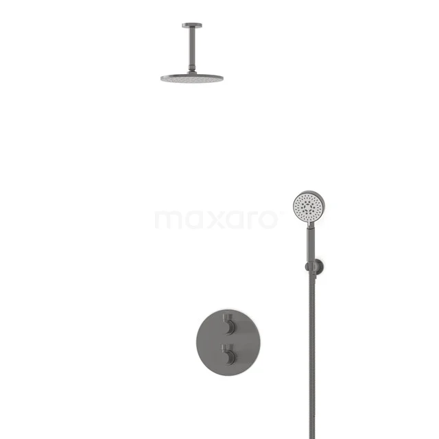 Radius Rain shower Built-in | Black metal 20 cm Rain shower Thermostatic BIM55-00118