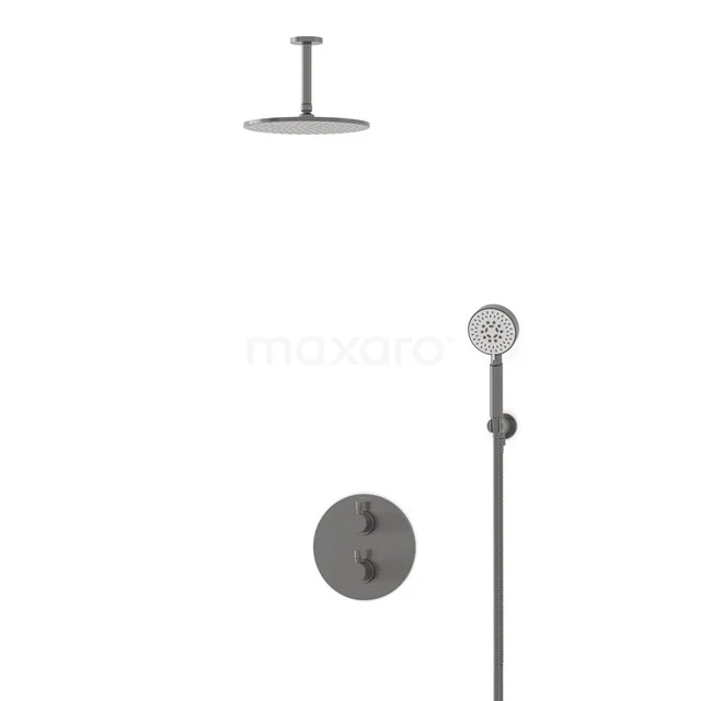 Radius Rain shower Built-in | Black metal 25 cm Rain shower Thermostatic BIM55-00121