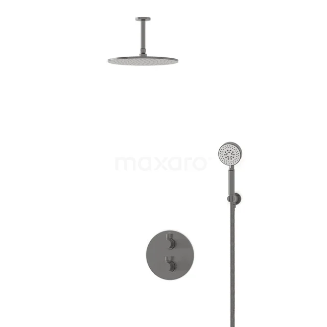 Radius Rain shower Built-in | Black metal 30 cm Rain shower Thermostatic BIM55-00124