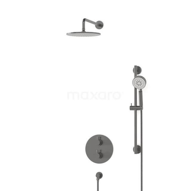Radius Rain shower Built-in | Black metal 25 cm Rain shower Thermostatic BIM55-00130