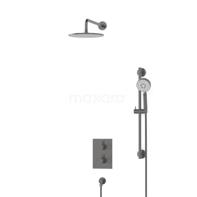 Radius Rain shower Built-in | Black metal 25 cm Rain shower Thermostatic BIM55-00131
