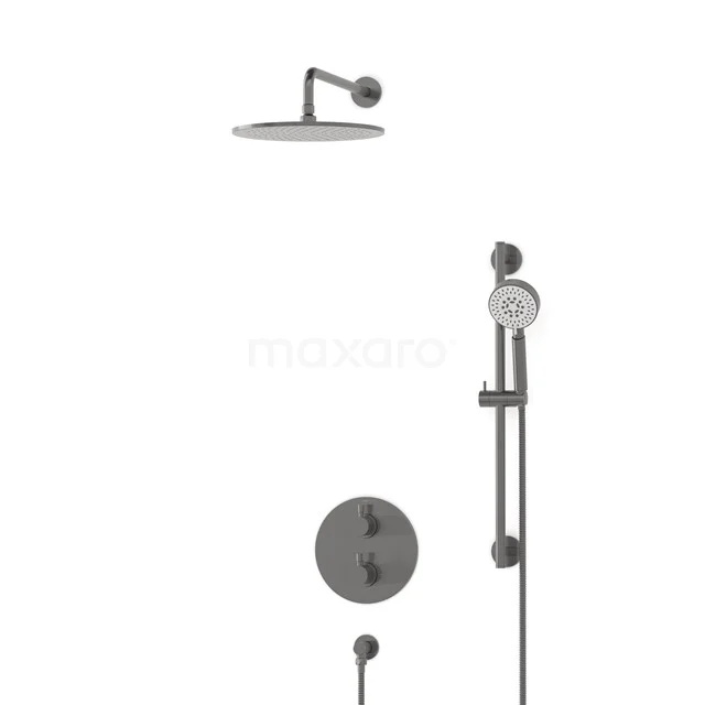 Radius Rain shower Built-in | Black metal 30 cm Rain shower Thermostatic BIM55-00133