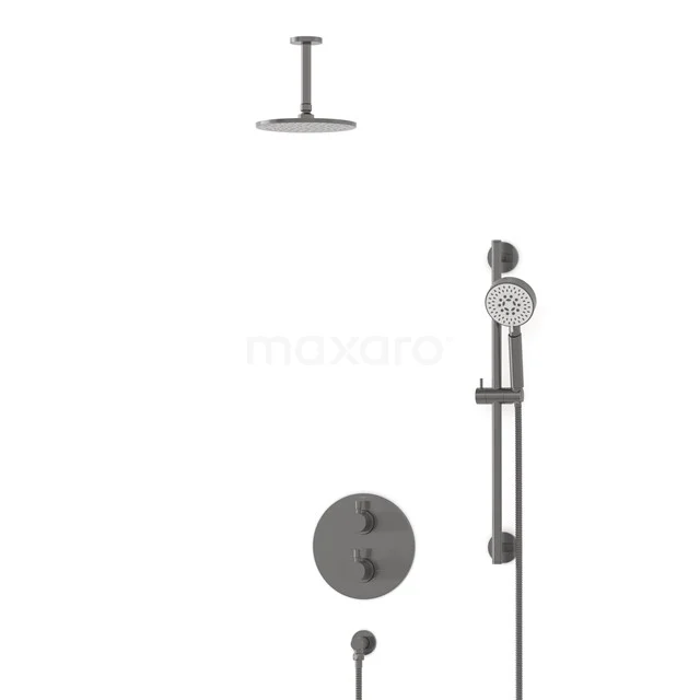Radius Rain shower Built-in | Black metal 20 cm Rain shower Thermostatic BIM55-00136