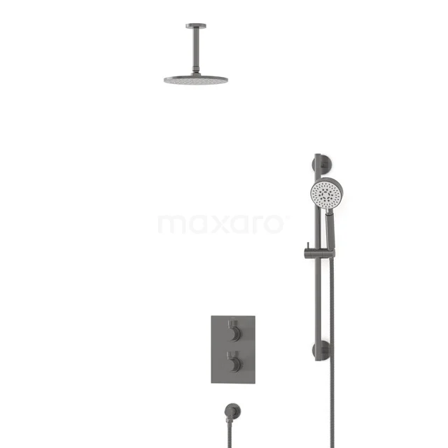 Radius Rain shower Built-in | Black metal 20 cm Rain shower Thermostatic BIM55-00137