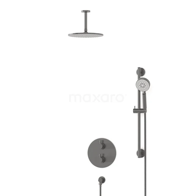 Radius Rain shower Built-in | Black metal 25 cm Rain shower Thermostatic BIM55-00139