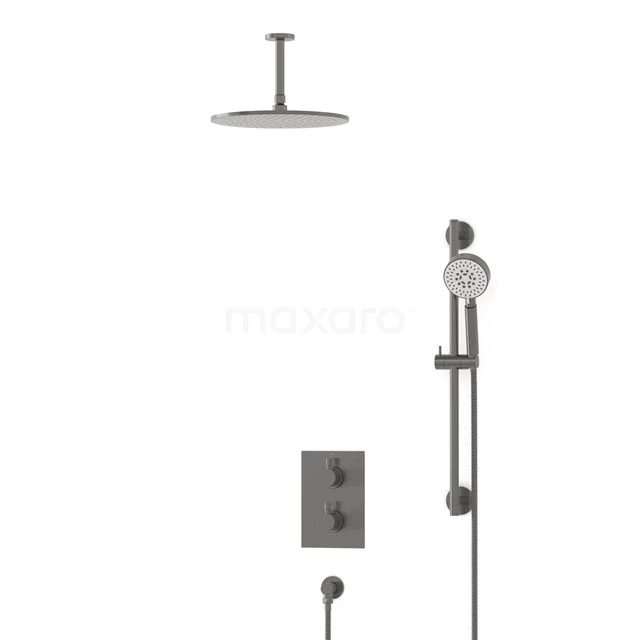 Radius Rain shower Built-in | Black metal 30 cm Rain shower Thermostatic BIM55-00143
