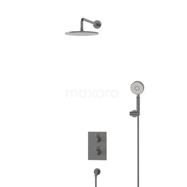 Radius Rain shower Built-in | Black metal 25 cm Rain shower Thermostatic BIM55-00149