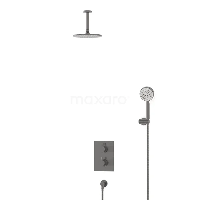Radius Rain shower Built-in | Black metal 20 cm Rain shower Thermostatic BIM55-00155