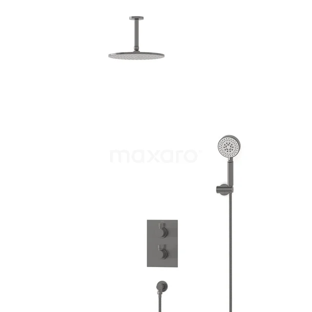 Radius Rain shower Built-in | Black metal 25 cm Rain shower Thermostatic BIM55-00158