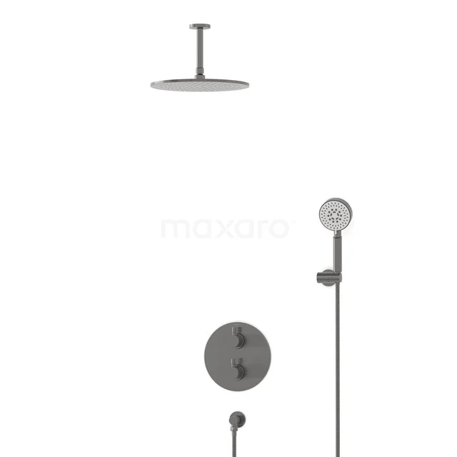 Radius Rain shower Built-in | Black metal 30 cm Rain shower Thermostatic BIM55-00160