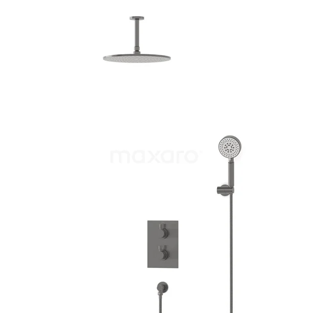 Radius Rain shower Built-in | Black metal 30 cm Rain shower Thermostatic BIM55-00161