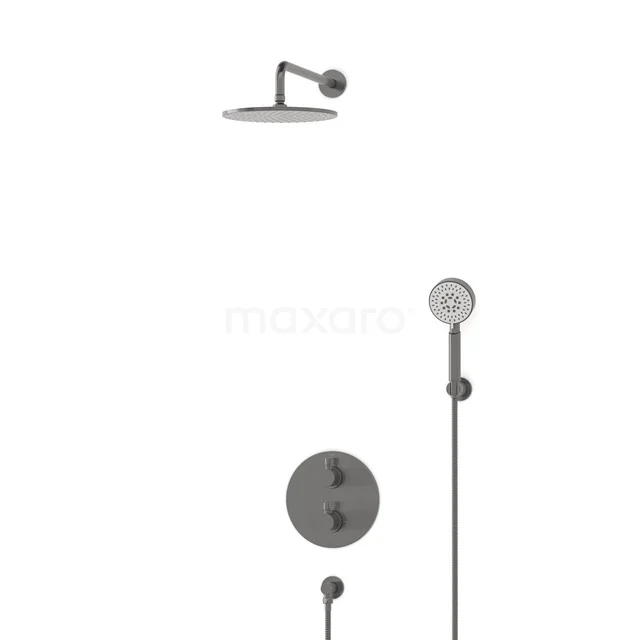 Radius Rain shower Built-in | Black metal 25 cm Rain shower Thermostatic BIM55-00166