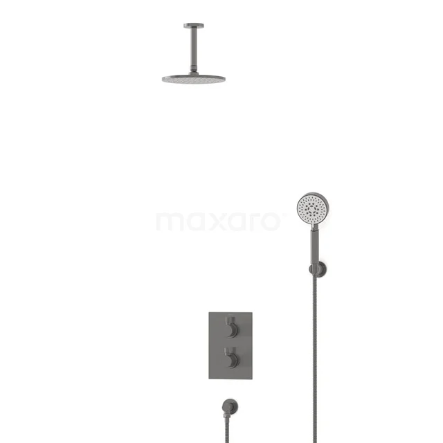 Radius Rain shower Built-in | Black metal 20 cm Rain shower Thermostatic BIM55-00173