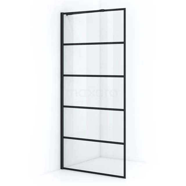 Duschwand begehbare Dusche Perle 100cm Schwarz gestreift Sicherheitsglas 8mm Matt Schwarz IPA10105M Schwarze industrielle Duschwand mit Matt Schwarz Rahmen und Klarglas, perfekt für moderne Badezimmerdesigns.