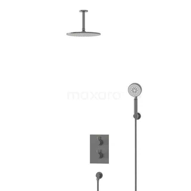 Radius Rain shower Built-in | Black metal 25 cm Rain shower Thermostatic BIM55-00176