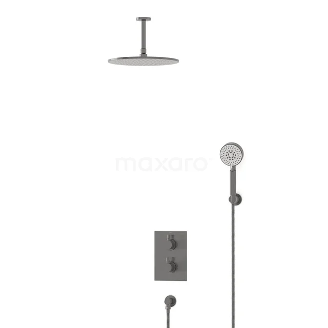 Radius Rain shower Built-in | Black metal 30 cm Rain shower Thermostatic BIM55-00179