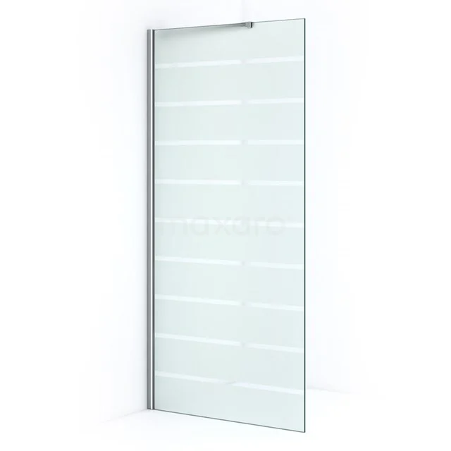 Pearl begehbare Dusche | 90 cm Feste Wand IPA09106C Matte Gläserne Duschwand mit subtilen Streifenmuster, Aluminiumprofil, ideal als moderne Trennwand im Badezimmer.