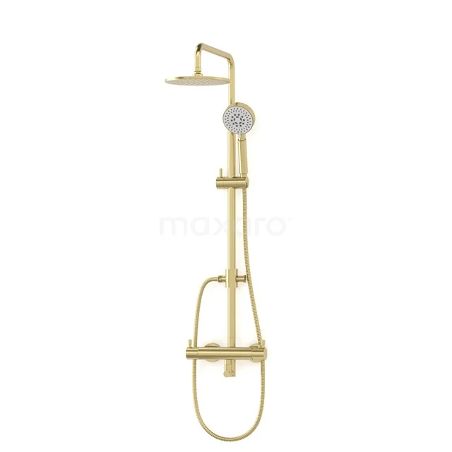 Radius Aufputz-Regenbrausegarnitur | Light Gold 20 cm Kopfbrause Thermostatisch BOL55-00003