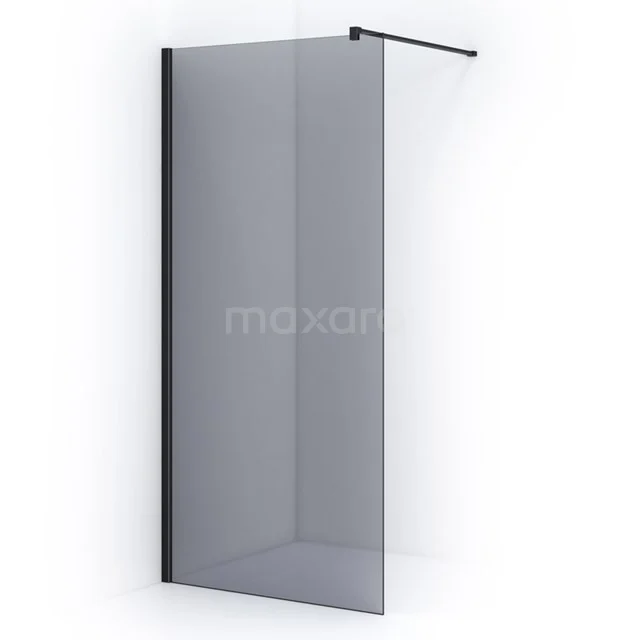 Matt Schwarz Duschwand mit Klarglas, straffes Design und Aluminium Profil, ideal als moderne Trennwand im Badezimmer.