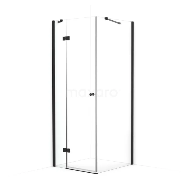 Amber Shower cabin | 80x70 cm Matte black Clear glass Pivot door Rectangle CTB158410M