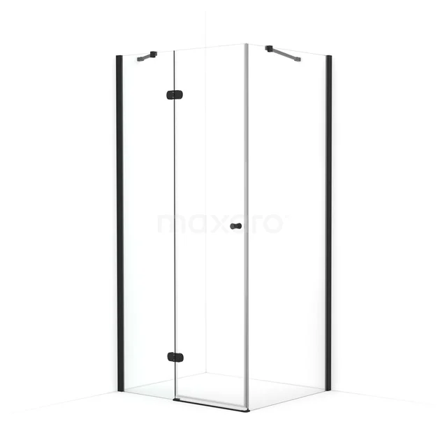 Amber Duschkabine | 90x80 cm Matt Schwarz Drehtür Rechteck CTB358420M