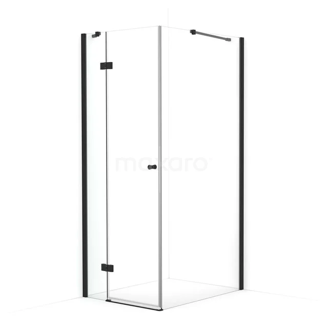Amber Shower enclosure | 90x80 cm Matte black Clear glass Pivot door Rectangle CTB259410M