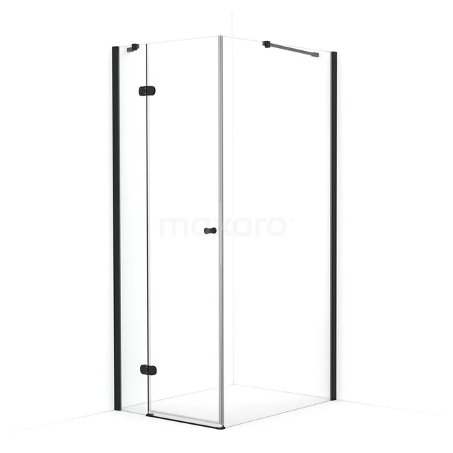 Amber Shower enclosure | 90x80 cm Matte black Clear glass Pivot door Rectangle CTB259420M