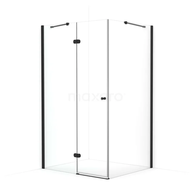Amber Shower cabin | 110x90 cm Matte black Clear glass Pivot door Rectangle CTB559420M