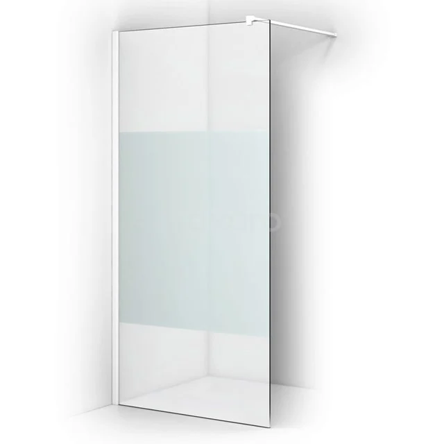 White frosted glass walk-in shower with aluminium frame, ideal for modern bathroom fittings, minimalist design.