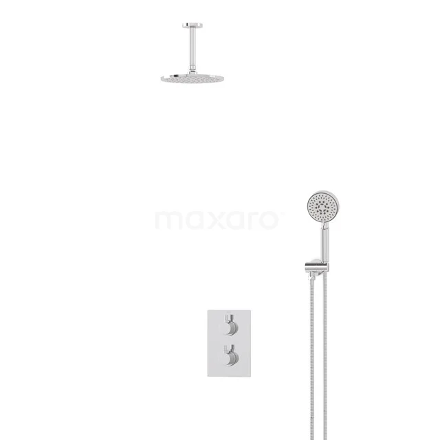 Regendusche-Set Radius Chrom 20cm Unterputz-Thermostat Chrom BIC55-00402