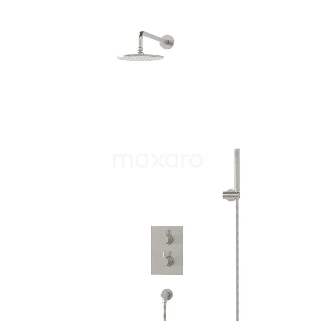 Regendusche-Set Radius Stahl 20cm Unterputz-Thermostat Edelstahl BIR55-00026