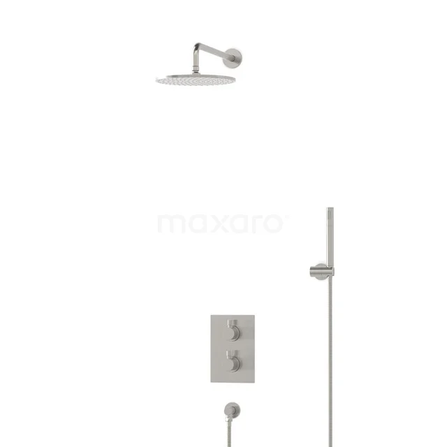 Einbau-Brausegarnitur Radius Steel, Thermostatarmatur, 25cm Kopfbrause, Edelstahl BIR55-00029