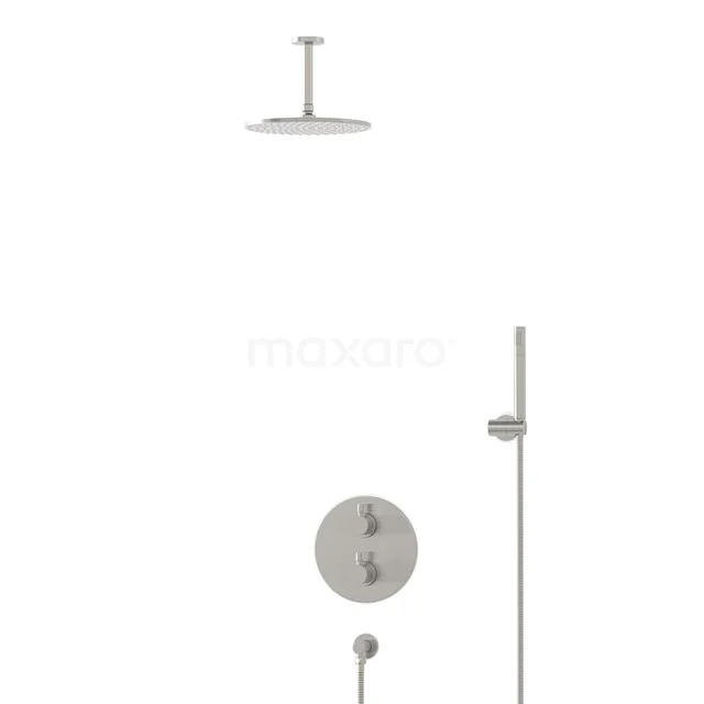 Einbau-Brausegarnitur Radius Steel, Thermostatarmatur, 25cm Kopfbrause, Edelstahl BIR55-00034