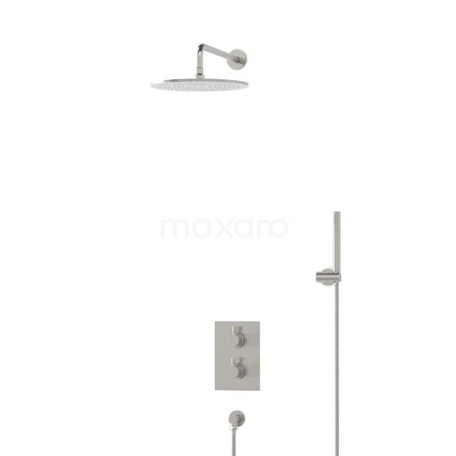 Einbau-Brausegarnitur Radius Steel, Thermostatarmatur, 30cm Kopfbrause, Edelstahl BIR55-00139