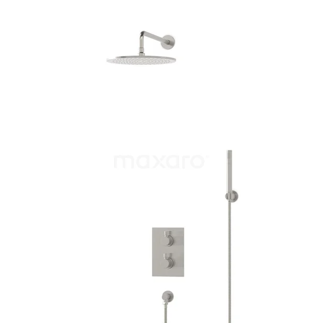 Einbau-Brausegarnitur Radius Steel, Thermostatarmatur, 30cm Kopfbrause, Edelstahl BIR55-00145