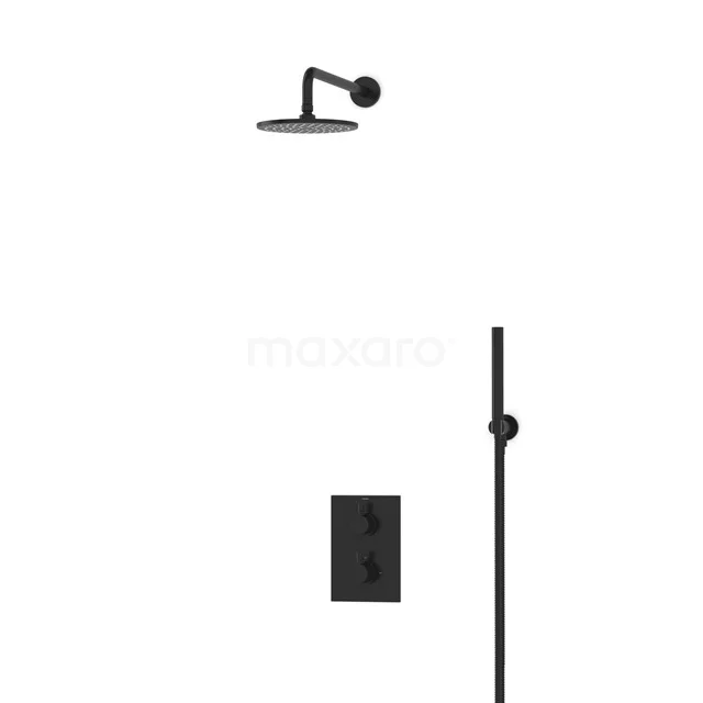 Regendusche-Set Radius Schwarz 20cm Unterputz-Thermostat Schwarz BIZ55-00002