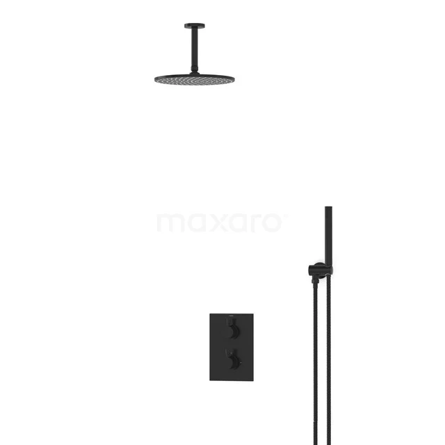 Regendusche-Set Radius Schwarz 25cm Unterputz-Thermostat Schwarz BIZ55-00023