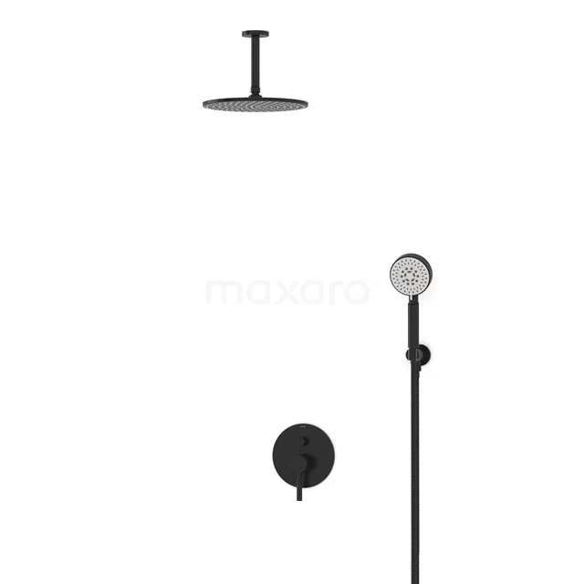 Regendusche Set Radius Schwarz 25cm Verdeckter Einhebel Schwarz BIZ55-00072