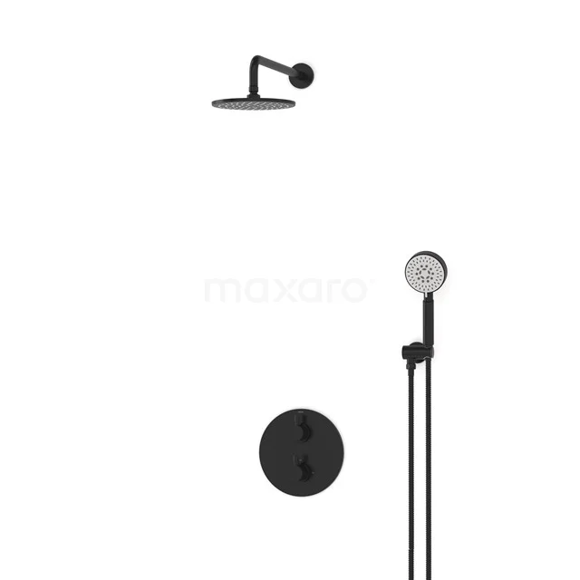 Radius Schwarz Unterputz-Regenbrausegarnitur, Thermostatarmatur, 20cm Kopfbrause, Schwarz BIZ55-00073