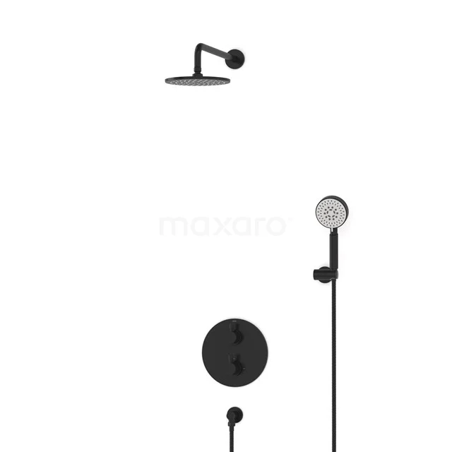 Einbau-Regenbrause-Set Radius Schwarz Thermostatarmatur 20cm Kopfbrause Schwarz BIZ55-00085