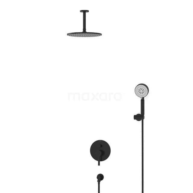 Radius Schwarz Einbau-Regenbrause-Set Einhebelmischbatterie 25cm Kopfbrause Schwarz BIZ55-00096