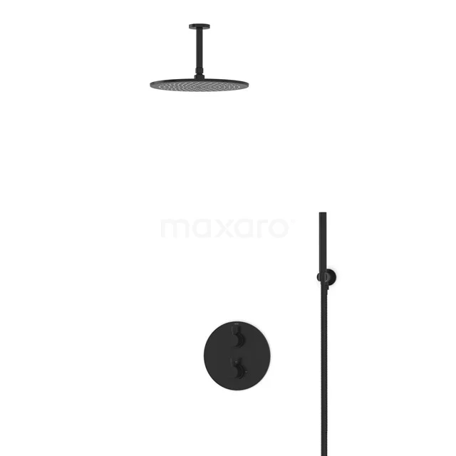 Einbau-Regenbrausegarnitur Radius Schwarz, Thermostatarmatur, 30cm Kopfbrause, Schwarz BIZ55-00131