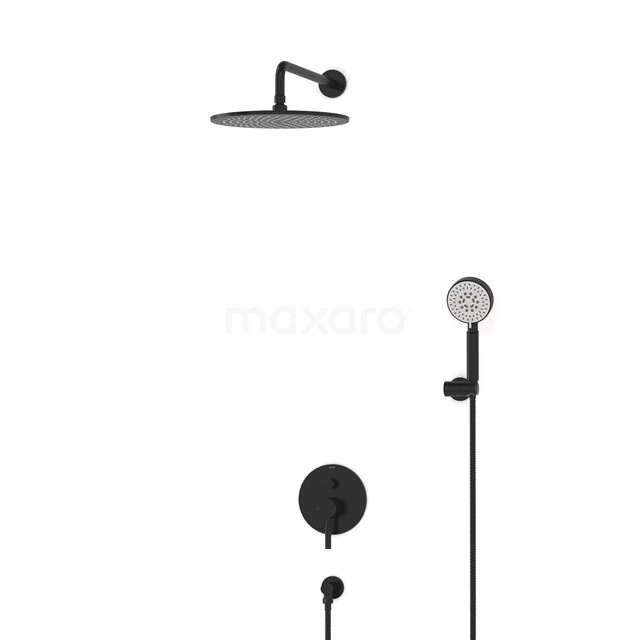 Radius Schwarz Einbau-Regenbrause-Set Einhebelmischbatterie 30cm Kopfbrause Schwarz BIZ55-00171