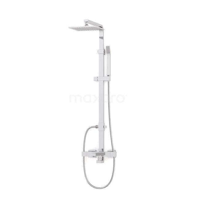 Cubic Built-on Bath tap with rain shower | Chrome Thermostatic DOC22-00003